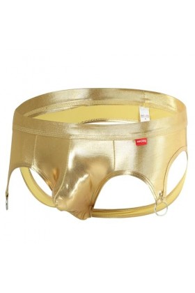 Générique sous-vêtements Sexy en Cuir Verni pour Hommes avec Anneau Moto Sport Creux Jockstrap sous-vêtements Slips Extensibl