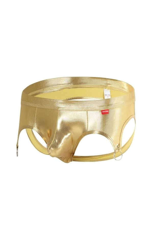Générique sous-vêtements Sexy en Cuir Verni pour Hommes avec Anneau Moto Sport Creux Jockstrap sous-vêtements Slips Extensibl