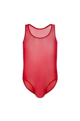 Générique Combinaison en Maille pour Hommes sous-vêtements Sexy Gilet Une pièce Solide Perspective Body Ultra Fin Extensible 