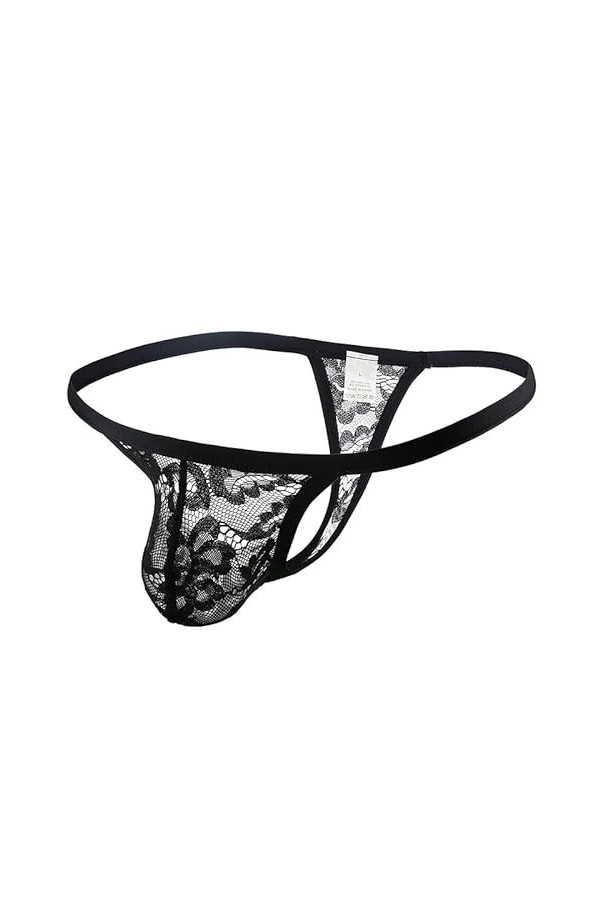 Générique Strings Sexy en Dentelle et Maille pour Hommes Lingerie Slips Respirants sous-vêtements Transparents Taille Basse B
