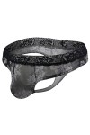 Générique sous-vêtements pour Hommes Maille imprimée String Dentelle Broderie Maille String String Culotte Taille Basse Sexy 