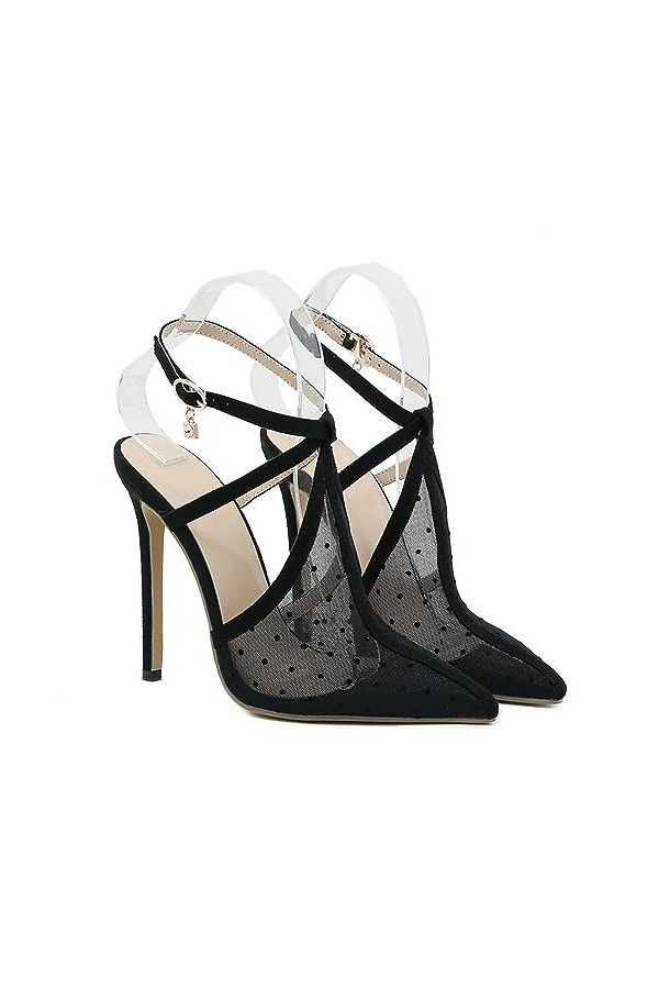 WOkismD 12CM / 4.72IN Sexy Pointu Bouche Peu Profonde Mesh Talons Hauts Fétiche Talons Hauts Discothèque Pole Danse Fête De M