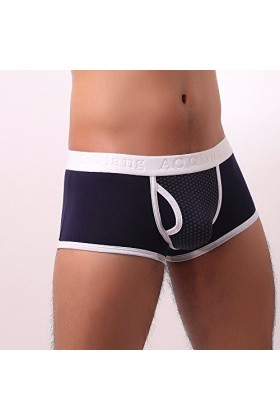 IQYU Boxers Adolescents Hommes Sexy Sous-vêtements Boxer Shorts Sous-vêtements Petits Sous-vêtements Homme, Marine, L