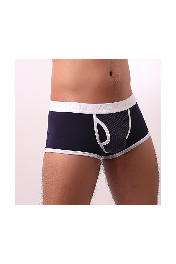 IQYU Boxers Adolescents Hommes Sexy Sous-vêtements Boxer Shorts Sous-vêtements Petits Sous-vêtements Homme, Marine, L