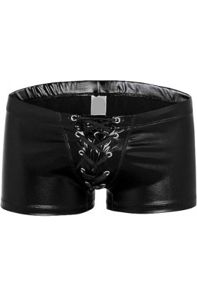 Générique Hommes Sexy PU Brevet Cuir sous - vêtements Imitation Cuir sous - vêtements Sexy Boxer Shorts Night Club vêtements 