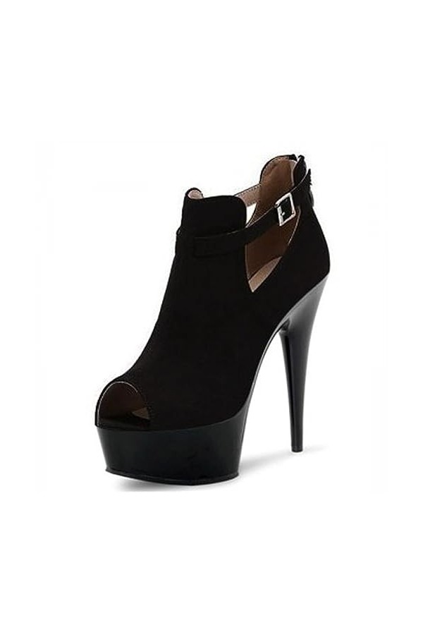 PROMI Talon Aiguille Talons Hauts 15cm Noir Mode Fine Chaussures À Talon Unique-Black||42