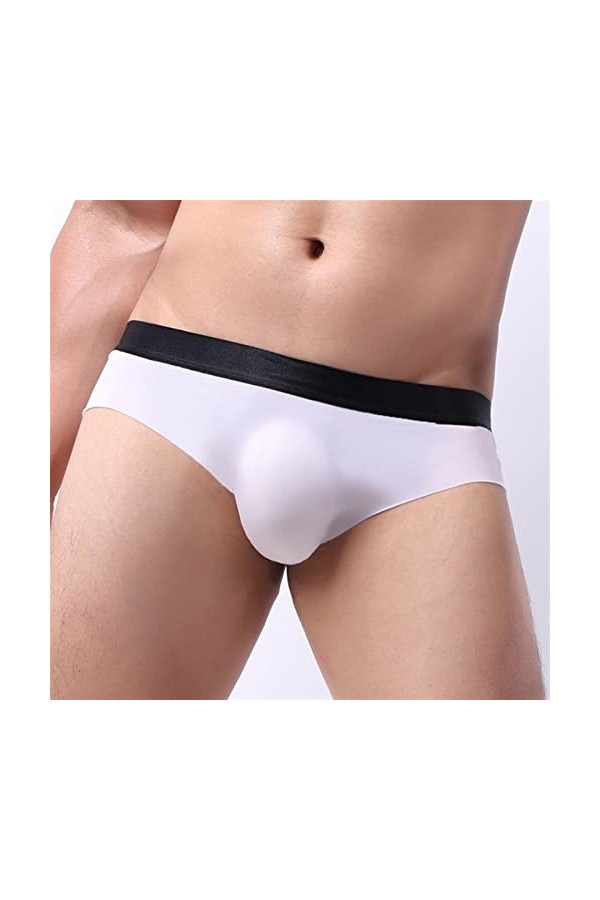 Pantalons De Lingerie Hommes Sexyr Briefs Ice Silk U Convex Terre ElasticMiddle Couleur Solide sans Couture Culottes Aux Jamb
