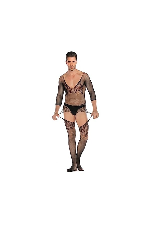 UOWEG Collants Sexy en résille pour Hommes Pyjama Homme Shorts S, One Size 