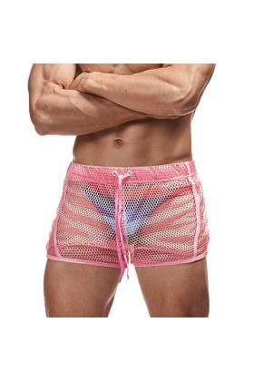 AIMPACT Shorts Homme Sexy Slips Homme Erotique Lingerie Transparents Underwear Rose M 
