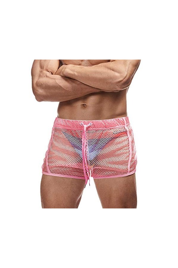 AIMPACT Shorts Homme Sexy Slips Homme Erotique Lingerie Transparents Underwear Rose M 