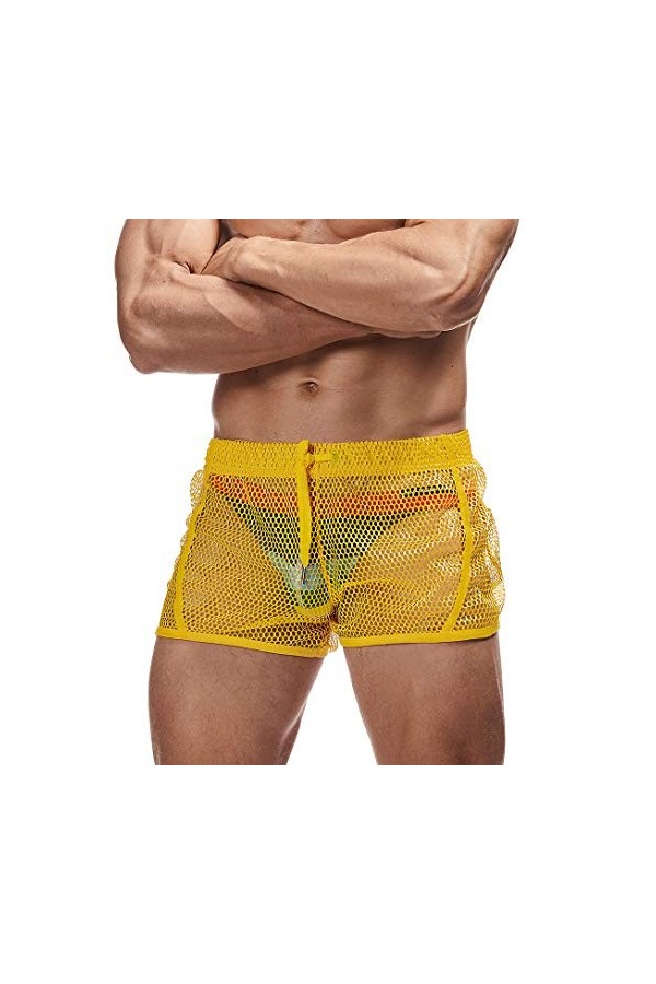 AIMPACT Shorts Homme Sexy Slips Homme Erotique Lingerie Transparents Underwear Rose M 