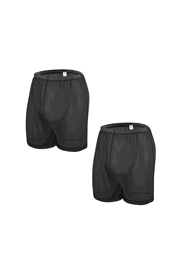 Boxer sexy en maille transparente pour homme - Stretch et respirant, 1 pièce - Bleu, L