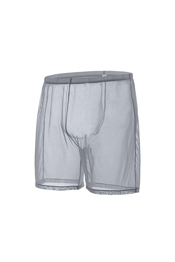 BIATWOWR See-Through Short sexy pour homme Transparent Unlined Long Leg Trunks, Lot de 3 : multi-B 8501 , XXXL
