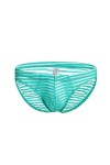 BaronHong Mens Skimpy Briefs Underwear Sexy Stripe Mesh See Through Briefs Noir, L 