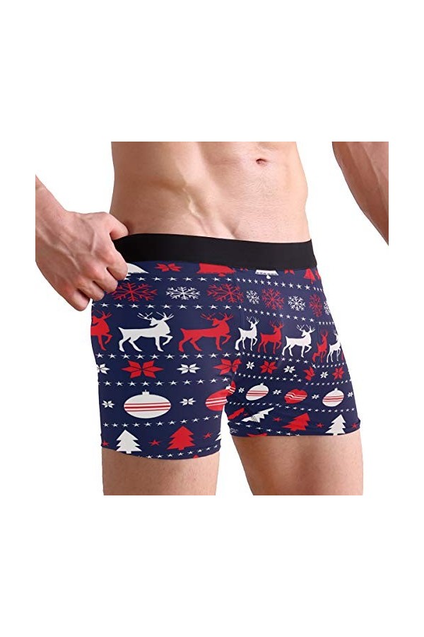 ZZKKO Boxer de Noël pour homme avec motif renne et sac - Bleu - Medium