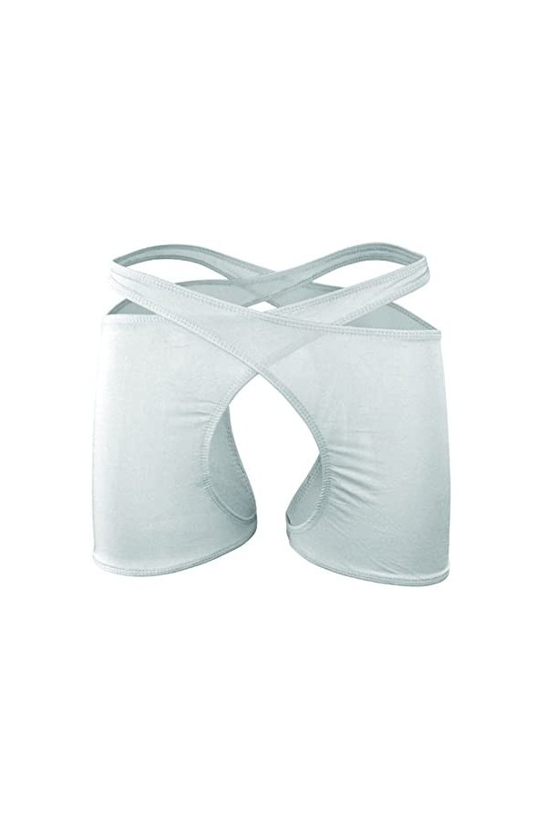 Evankin Boxer sexy en maille pour homme - Taille basse - Respirant - Creux - Lingerie sans Assless, blanc, Medium