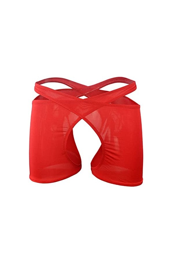 Evankin Boxer sexy en maille pour homme - Taille basse - Respirant - Creux - Lingerie sans Assless, blanc, Medium