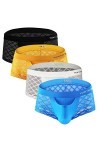 Juflam Boxer sexy en résille transparent pour homme, 4 mélanges., M