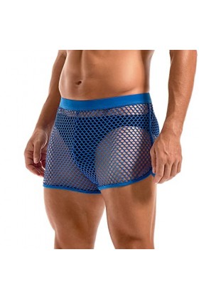 Amy Coulee Boxer sexy en résille pour homme - Taille basse - Transparent, rose, XL