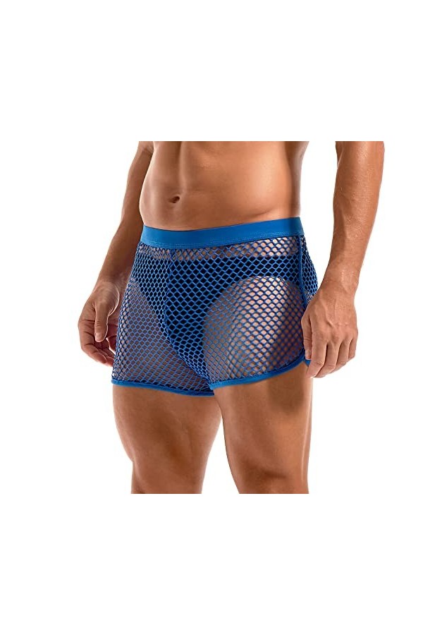 Amy Coulee Boxer sexy en résille pour homme - Taille basse - Transparent, rose, XL