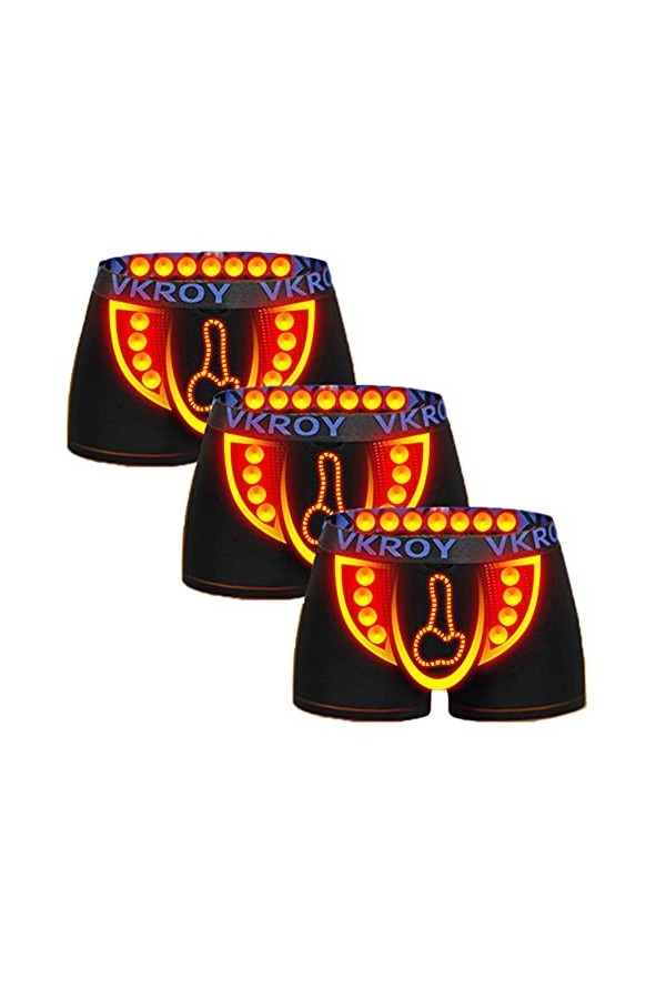 unhg Boxer De Thérapie Magnétique pour Hommes sous-Vêtements Créatifs Multifonctions Boxershorts Sexy Et Doux,Noir,L