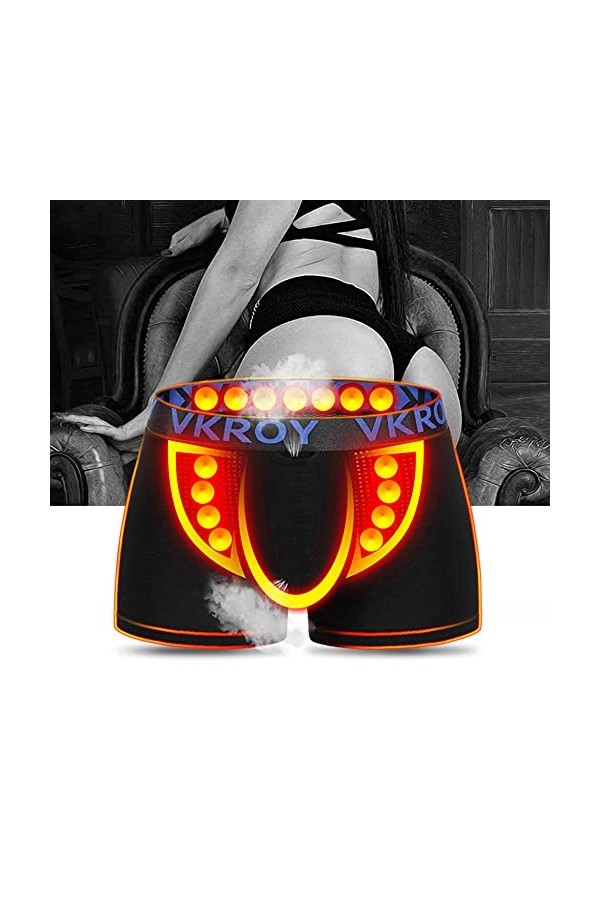unhg Boxer De Thérapie Magnétique pour Hommes sous-Vêtements Créatifs Multifonctions Boxershorts Sexy Et Doux,Noir,L