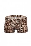 BaronHong Boxer Homme Taille Basse Sexy Imprimé Léopard sous-Vêtements Homme Short Slip Marron, 2XL 