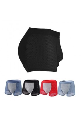 Jelaqmot Nylon Ice Silk Breathable Mens Underwear, Mesh Sexy Transparent Breathable Ice Silk Sports-Inspired Boxer Briefs B