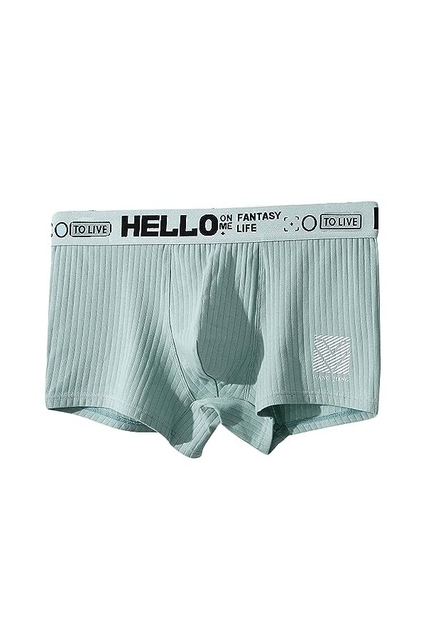 Legou Sous-vêtements pour hommes - Boxer rayé de couleur unie, vert, 3XL