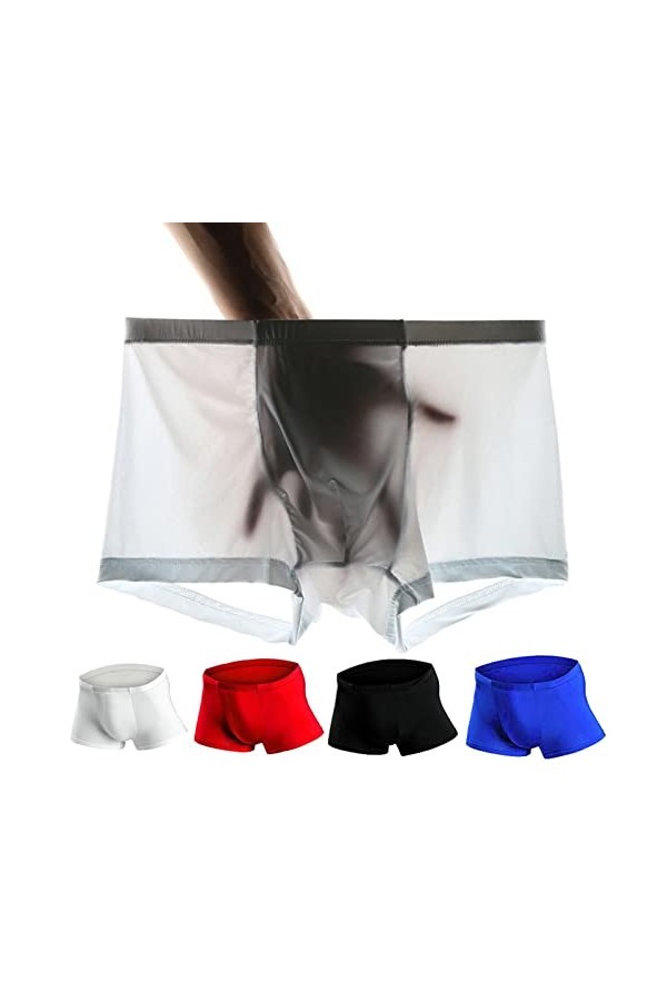 Hommes sous-vêtements de sous-vêtements de glace en soie boxer sans couture shorts de boxer u convex soft 3d sexy samis mascu