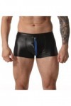 Cave Hero Short en latex avec fermeture éclair à lavant – Effet mouillé avec fermeture éclair, Noir/bleu., M