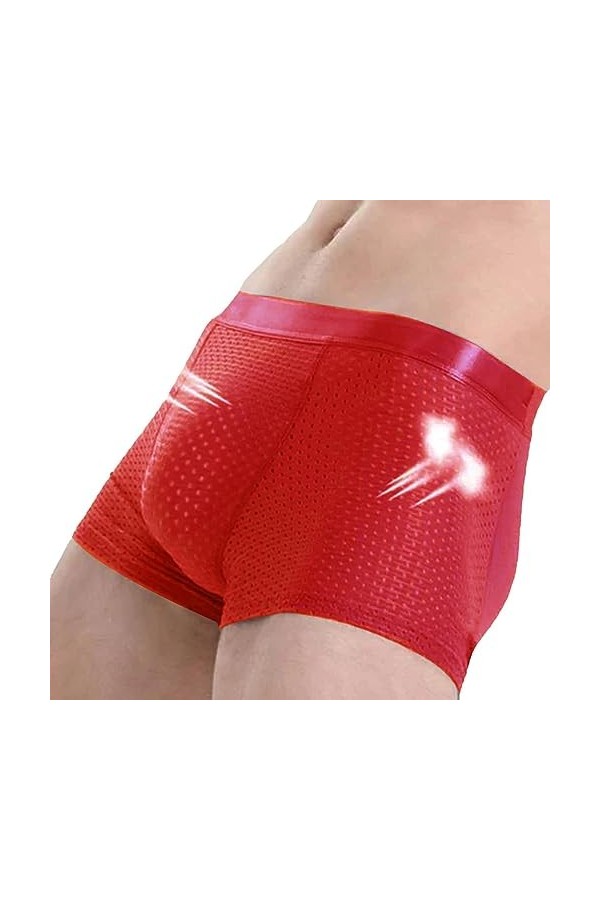 Wukesify Culotte en Soie glacée - Boxer rembourré Respirant pour Hommes,Boxer Sexy, Boxer Élastique pour Homme, Boxer en Soie