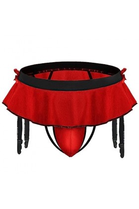 Czizitong Sissy Pouch Culotte Homme Jupe Sexy Lingerie Boxer sous-vêtements Slip Rouge 