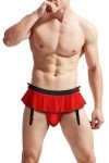 Czizitong Sissy Pouch Culotte Homme Jupe Sexy Lingerie Boxer sous-vêtements Slip Rouge 