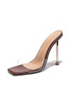 WOkismD 11CM/4.33IN Transparent Stiletto Open Toe Confortable Sexy Robe Sandales à talons hauts Bal de Soirée Chaussures de d