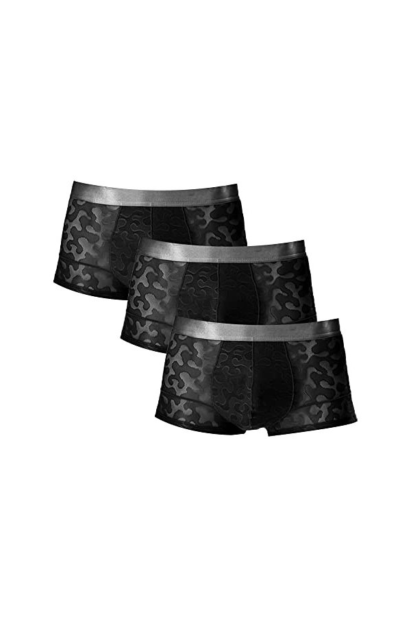 JEShifangjiusu sous-VêTements Sexy pour Hommes - Boxers en Soie GlacéE Boxer Frais Et Respirant Boxer à Motif Jacquard Boxer 