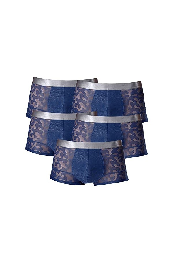 JEShifangjiusu sous-VêTements Sexy pour Hommes - Boxers en Soie GlacéE Boxer Frais Et Respirant Boxer à Motif Jacquard Boxer 