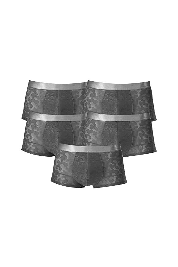 JEShifangjiusu sous-VêTements Sexy pour Hommes - Boxers en Soie GlacéE Boxer Frais Et Respirant Boxer à Motif Jacquard Boxer 