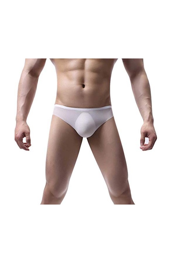 Dinnesis Petit - Boxer en maille pour homme - Sous-vêtements sexy - Avec empiècement, Blanc., M