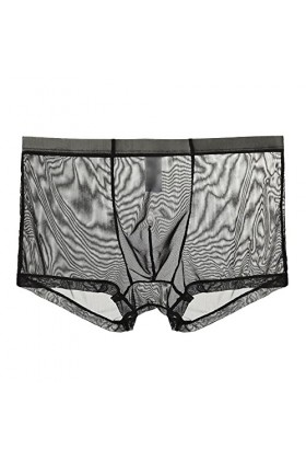 JEShifangjiusu sous-VêTements Transparents De Couleur Unie pour Hommes Boxer Taille Moyenne en Maille Boxer Sexy Et Respirant