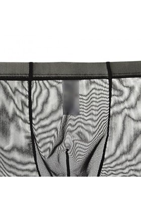JEShifangjiusu sous-VêTements Transparents De Couleur Unie pour Hommes Boxer Taille Moyenne en Maille Boxer Sexy Et Respirant
