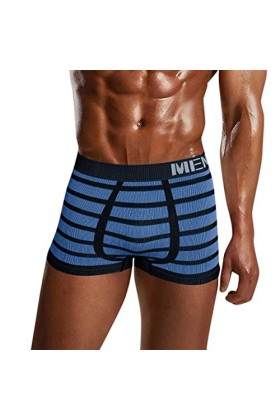 Générique Lingerie Homme Sexy Hot Boxer Stretch Sexy Taille Moyenne Respirant imprimé à Rayures pour Hommes Petit Pyjama Tail