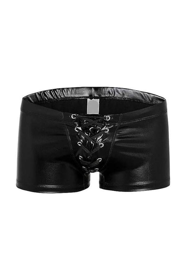 Générique Hommes Sexy PU Brevet Cuir sous - vêtements Imitation Cuir sous - vêtements Sexy Boxer Shorts Night Club vêtements 