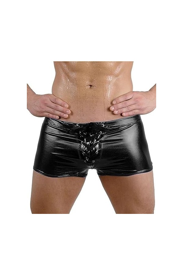 Générique Hommes Sexy PU Brevet Cuir sous - vêtements Imitation Cuir sous - vêtements Sexy Boxer Shorts Night Club vêtements 