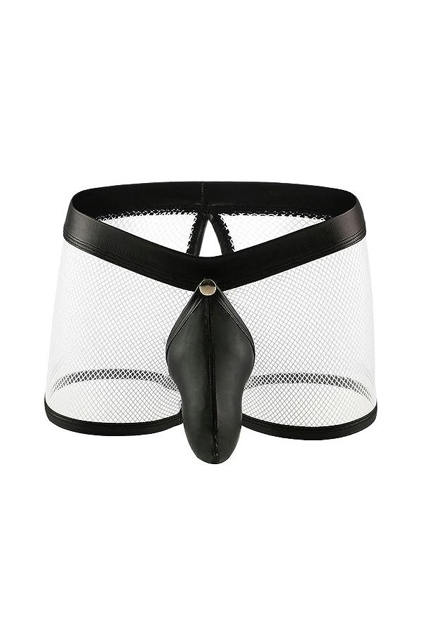 WEITING Boxer en Maille résille pour Homme, Culotte Sexy, Dos Ouvert, Transparent, détachable, Pantalon de Protection du Corp