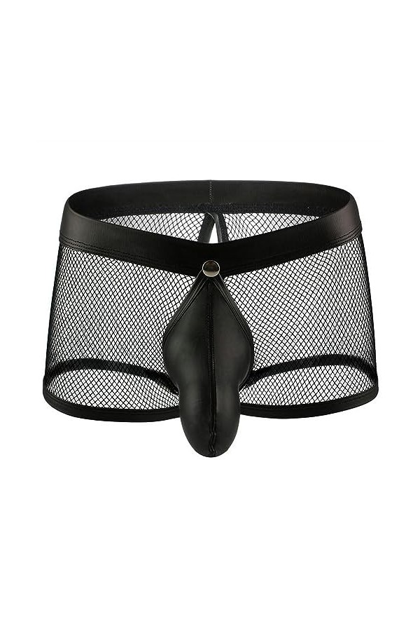 WEITING Boxer en Maille résille pour Homme, Culotte Sexy, Dos Ouvert, Transparent, détachable, Pantalon de Protection du Corp