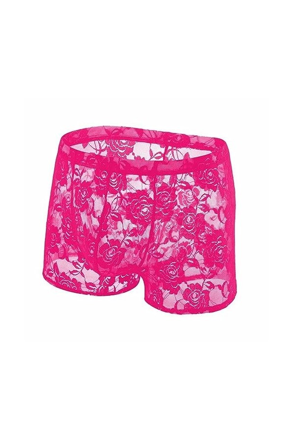 DHaey sous-vêtements en Dentelle pour Hommes, Culotte Transparente Sexy, Boxer, Pochette pour pénis, Longue Jambe, Maille Tra