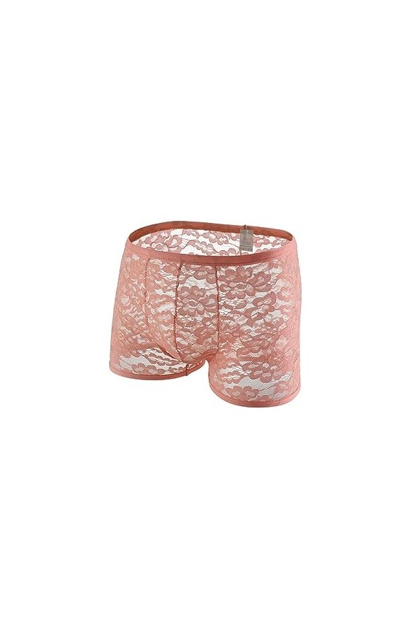 WEITING sous-vêtements Sexy en Dentelle pour Hommes, Boxer Transparent, Culotte avec Poche pour pénis, Lingerie Respirante, N