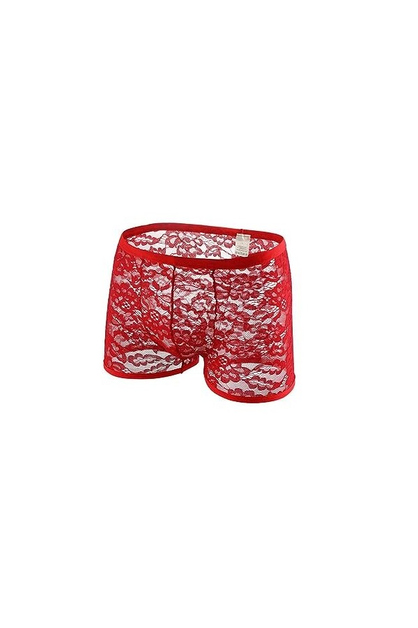WEITING sous-vêtements Sexy en Dentelle pour Hommes, Boxer Transparent, Culotte avec Poche pour pénis, Lingerie Respirante, N