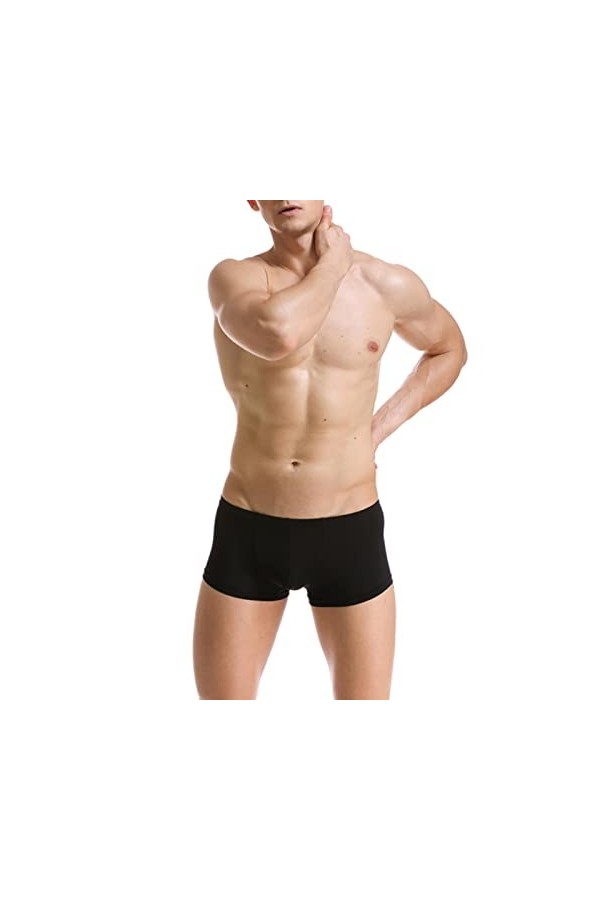 WEITING Sexy Hommes sous-Vêtements Glace Soie Mini Boxer Shorts Culotte Ultra Mince Transparente Voir à Travers Les sous-Vête
